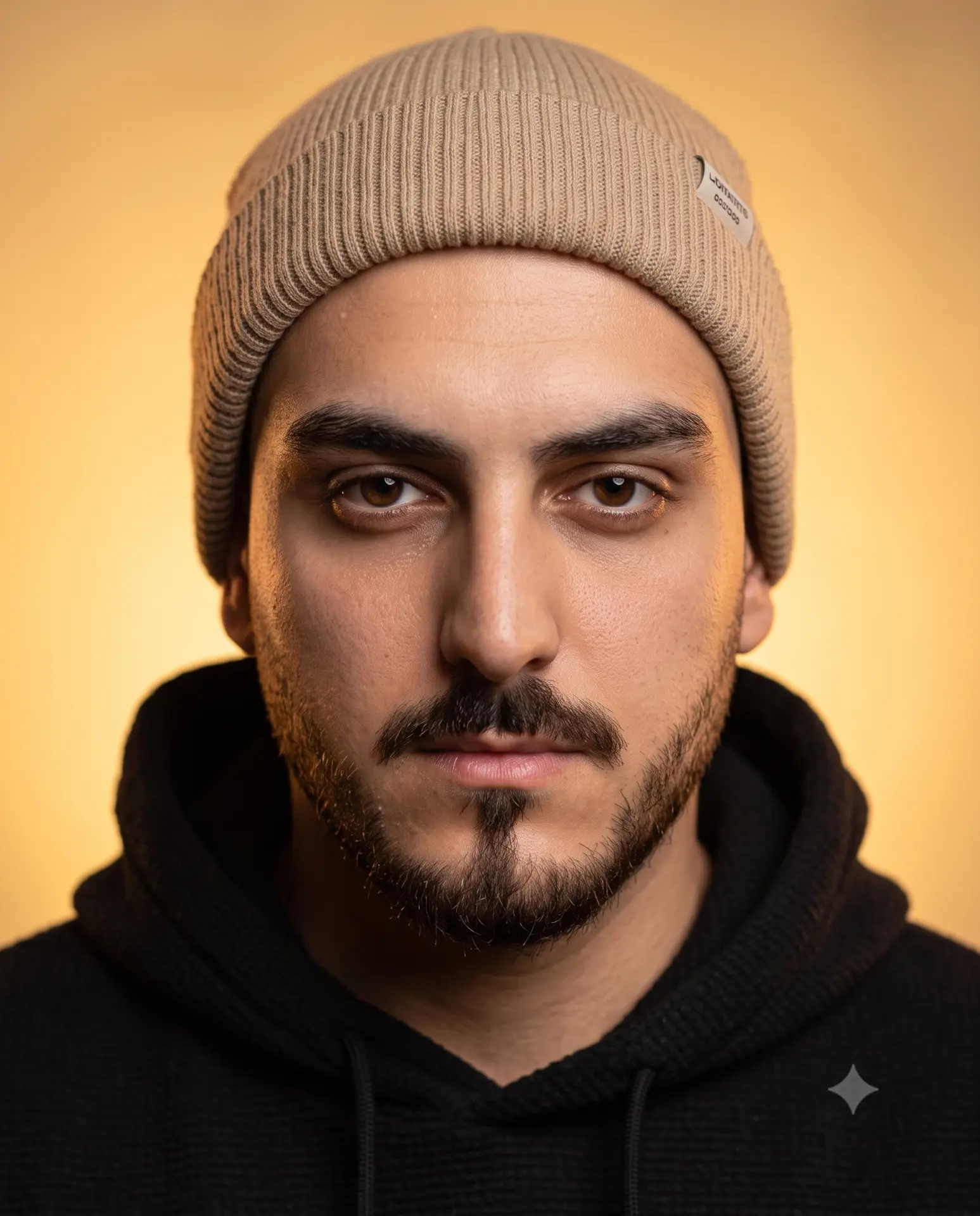 Retrato com Gorro Fundo Mostarda