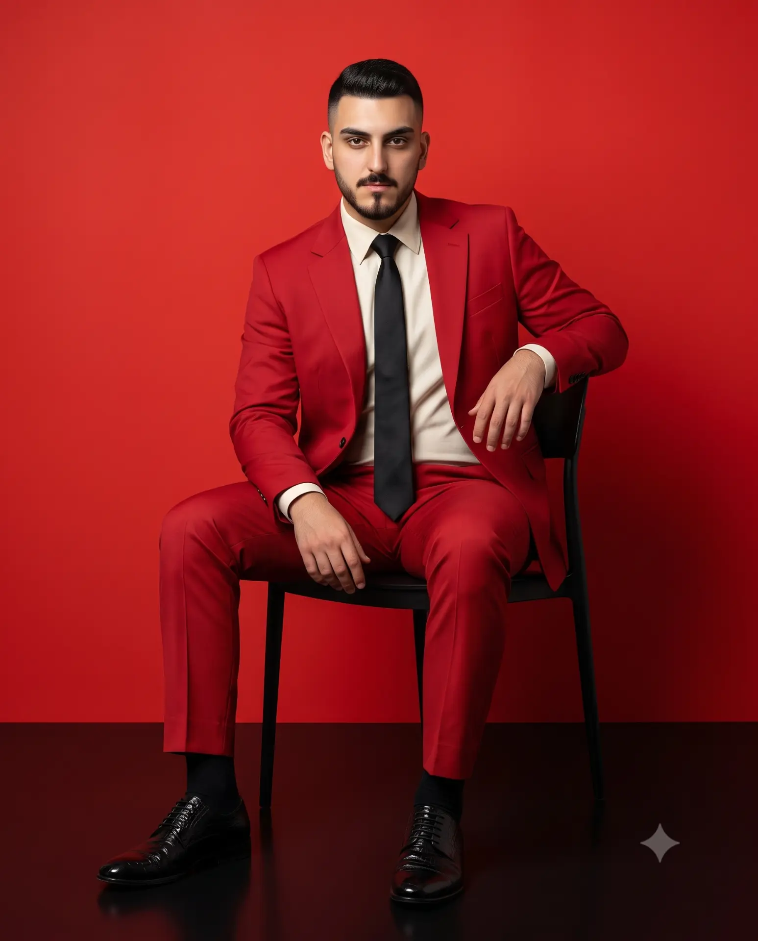 Executivo em Terno Vermelho